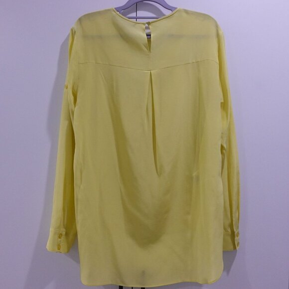 NEW BCBG Max Azria Maryssa Draped Front Long Sleeve Blouse in Lime Yellow Size M - Picture 2 of 8